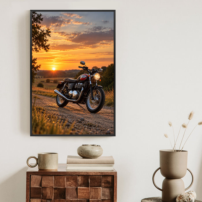 Plakat w ramie pionowy z motocyklem z efektem artystycznym