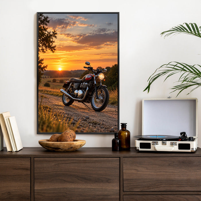 Plakat w ramie pionowy z motocyklem z efektem artystycznym