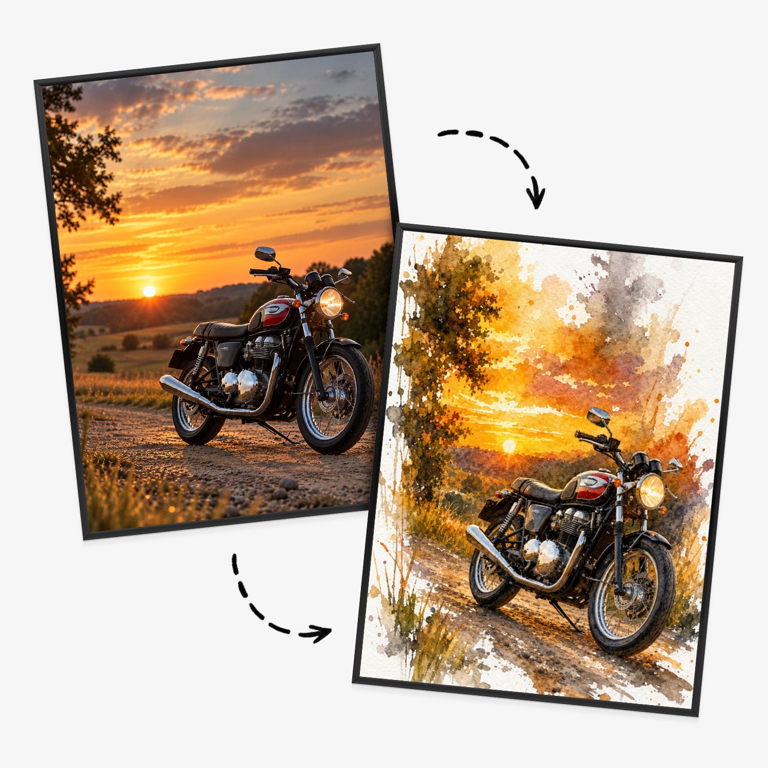 Plakat w ramie pionowy z motocyklem z efektem artystycznym